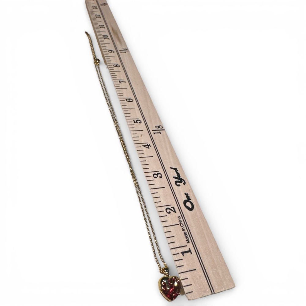 Gold Plated Stainless Steel Red Heart Pendant Necklace 22” - Picture 6 of 6